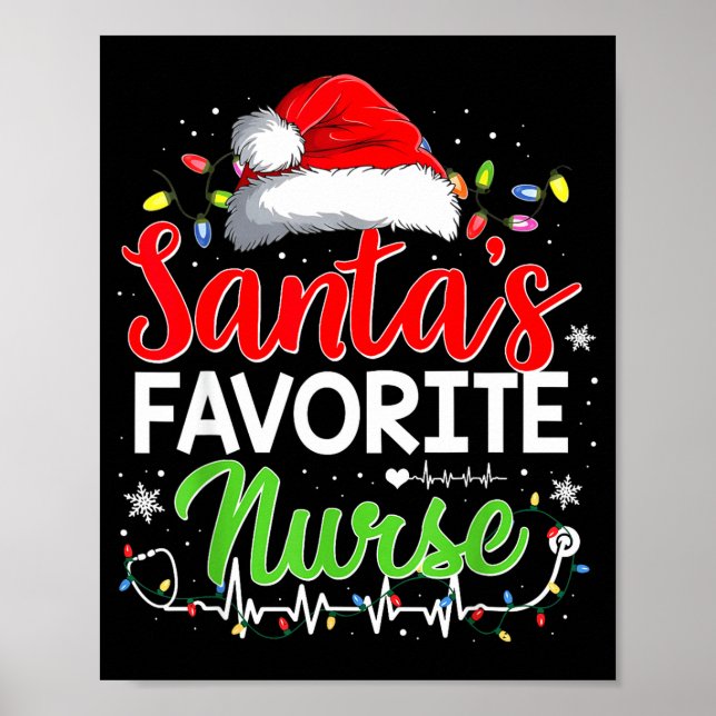 Santa's Favorite Nurse Funny Christmas Nurse Xmas  Poster (Framsidan)