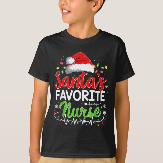 Santa's Favorite Nurse Funny Christmas Nurse Xmas  T Shirt (Framsida)