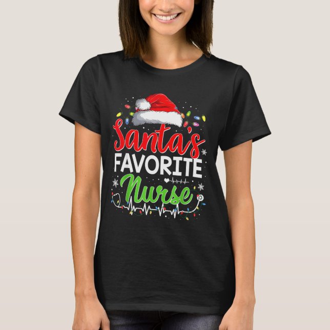 Santa's Favorite Nurse Funny Christmas Nurse Xmas  T Shirt (Framsida)