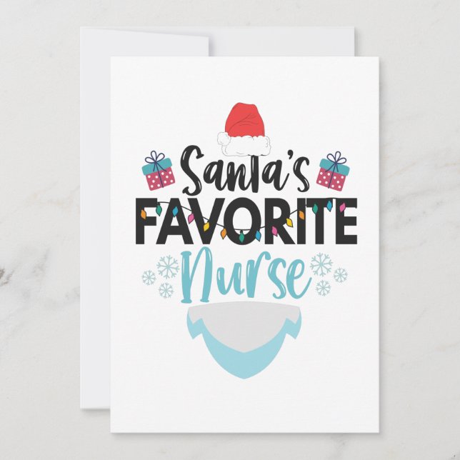 Santa's Favorite Nurse Funny God Jul Tack Kort (Framsida)