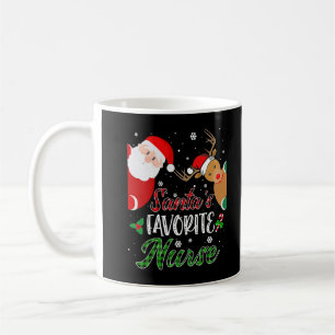 Santa's Favorite Nurse Funny Julafton Pajamas Rein Kaffemugg