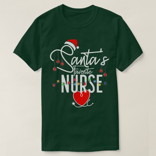 Santas Favorite Nurse Funny jultomten Hat Li T Shirt (Design framsida)