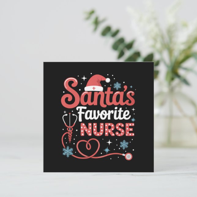 Santa's Favorite Nurse-jul Inbjudningar (Stående Fram)