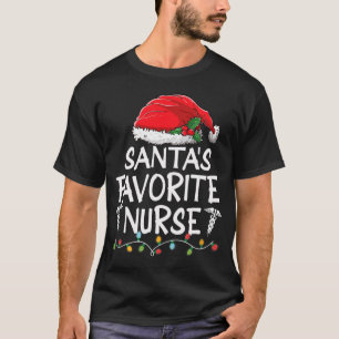 Santa's Favorite Nurse jul Jultomten träd T Shirt