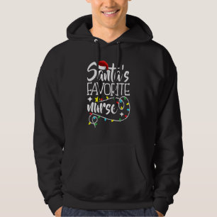 Santa's Favorite Nurse jul ljus Santa Julafton Hoodie