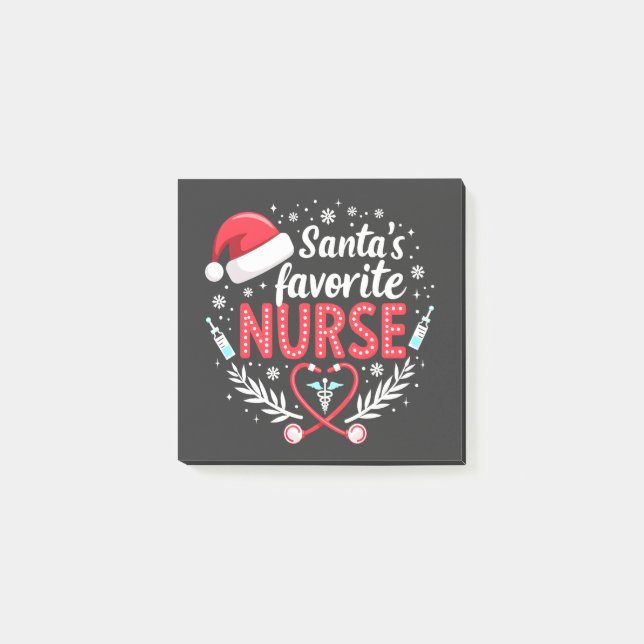 Santa's Favorite Nurse jul Nursing Post-it Block (Framsida)