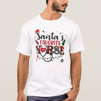 Santa's Favorite Nurse jul Pajama Ljus Nur T Shirt