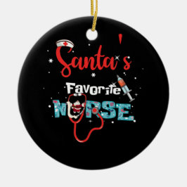 Santa's Favorite Nurse jul Stethoscope Julgransprydnad Keramik