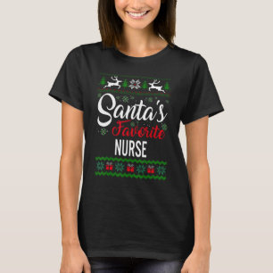 Santa's Favorite Nurse jul Ugly Sweater fami T Shirt