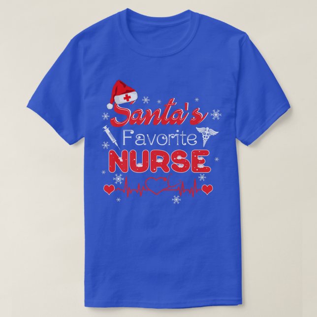 Santa's Favorite Nurse Julafton Light Santa Hat Je T Shirt (Design framsida)