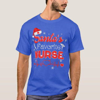 Santa's Favorite Nurse Julafton Light Santa Hat Je T Shirt