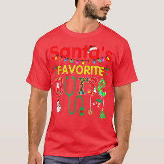 Santa's Favorite Nurse Julafton Light Santa Hat Je T Shirt