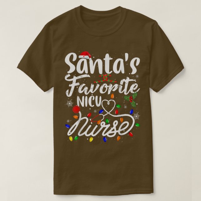 Santa's Favorite Nurse Julafton Light Santa Hat Me T Shirt (Design framsida)