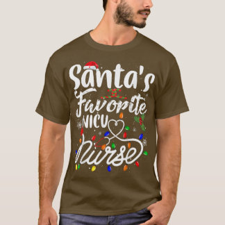 Santa's Favorite Nurse Julafton Light Santa Hat Me T Shirt