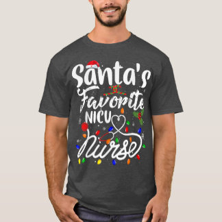 Santa's Favorite Nurse Julafton Light Santa Hat Me T Shirt