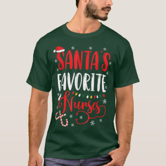 Santa's Favorite Nurse Julafton Ljus Santa Hat Chr T Shirt