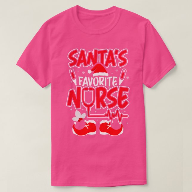 Santas Favorite Nurse julafton T Shirt (Design framsida)