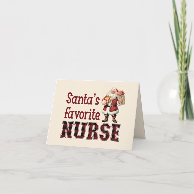 Santa's Favorite Nurse, julkort för sjuksköterska Helgkort (Framsida)