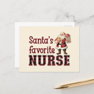 Santa's Favorite Nurse, jultack Helg Vykort