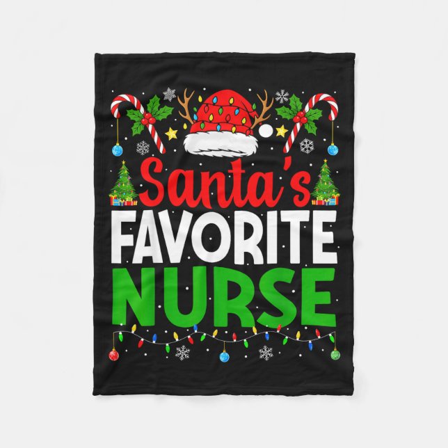 Santas Favorite Nurse Rn Christmas Nursing Christm Fleecefilt (Framsidan)
