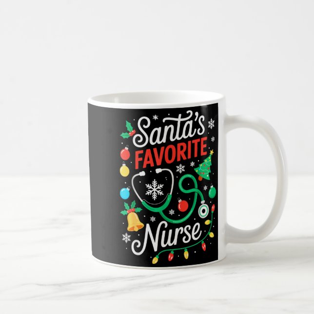 Santa's Favorite Nurse Shirt Men Women Funny Chris Kaffemugg (Höger)