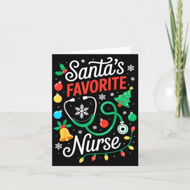 Santa's Favorite Nurse Shirt Men Women Funny Chris Kort (Framsida)