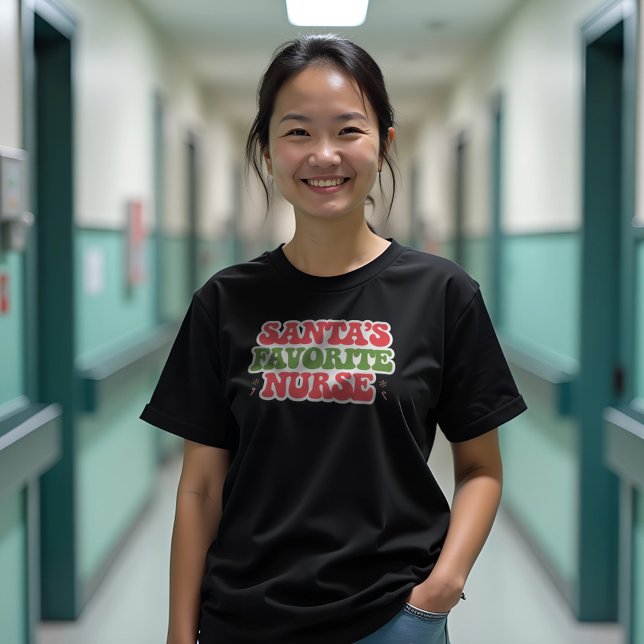 Santa's Favorite Nurse T Shirt (Santa's Favorite Nurse T-Shirt, Christmas Gift, Holiday Tee, Nurse Appreciation, Unisex Softstyle Sh)
