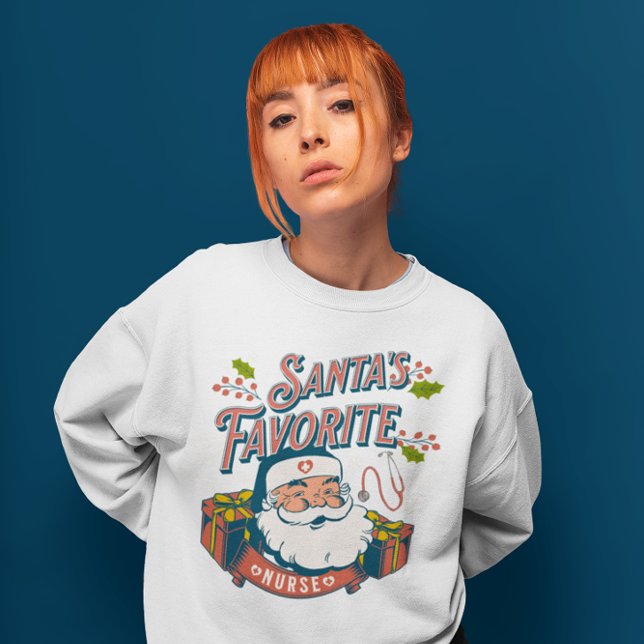 Santa's Favorite Nurse Women's Basic Sweatshirt T Shirt (Skapare uppladdad)