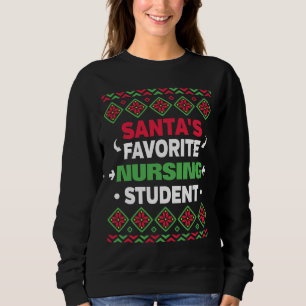 Santa's Favorite Nursing Student Ugly jul T Shirt
