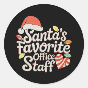 Santa's Favorite Office Personal jul Ljus Runt Klistermärke