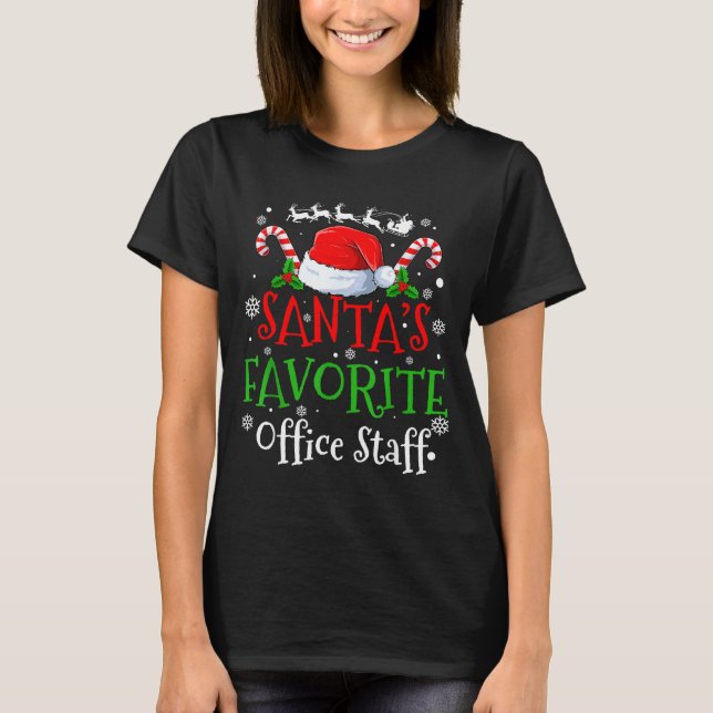 Santa's Favorite Office Staff Christmas Party  T Shirt (Framsida)