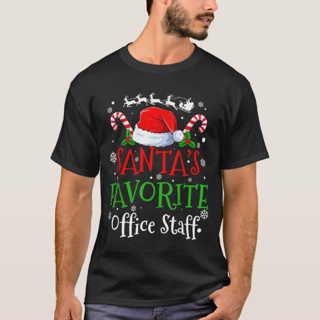 Santa's Favorite Office Staff Christmas Party  T Shirt (Framsida)