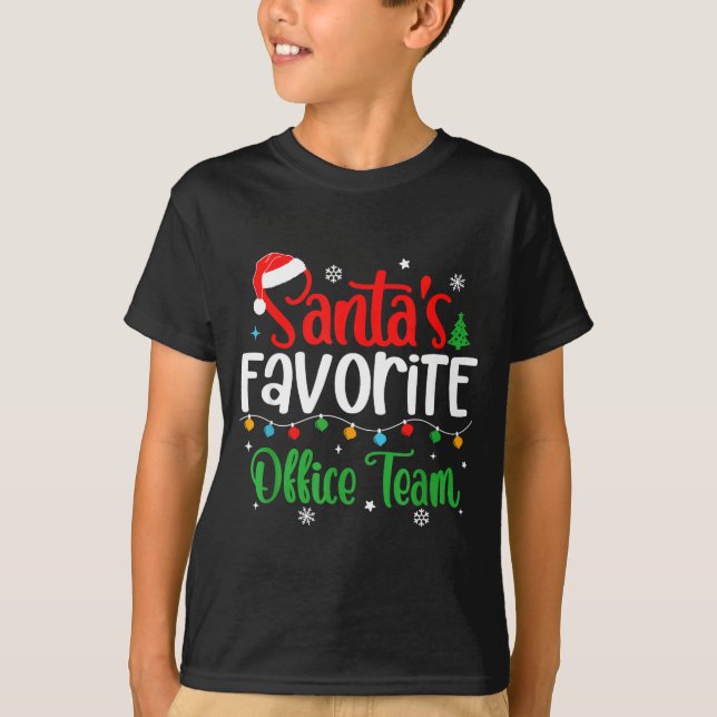 Santa's Favorite Office Team Christmas Lights Sant T Shirt (Framsida)