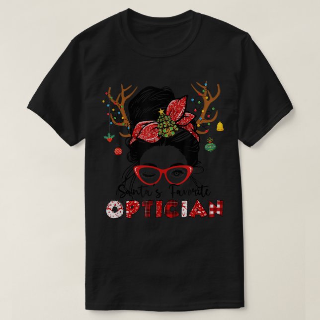 Santa's Favorite Optician jul Messy Bun Opto T Shirt (Design framsida)