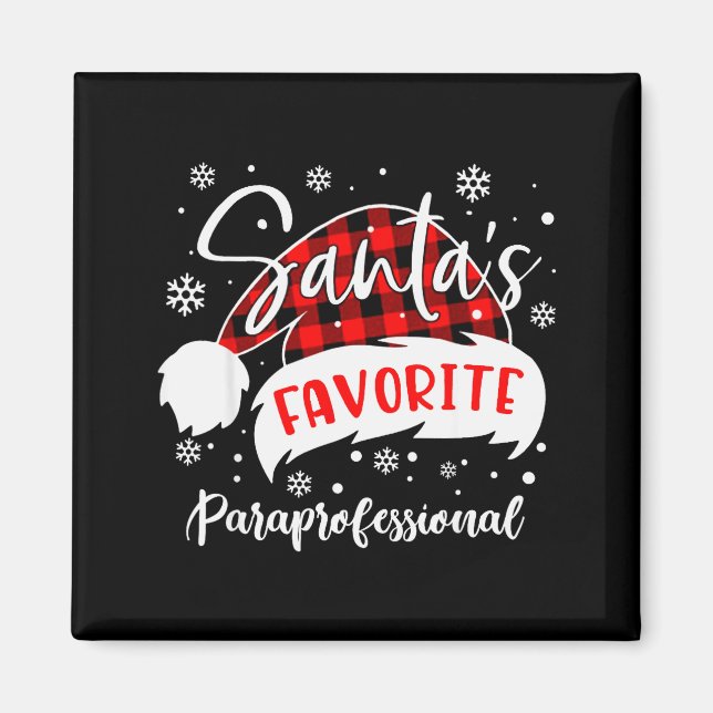 Santa's Favorite Paraprofessional Hat Flannel Chri Magnet (Framsidan)