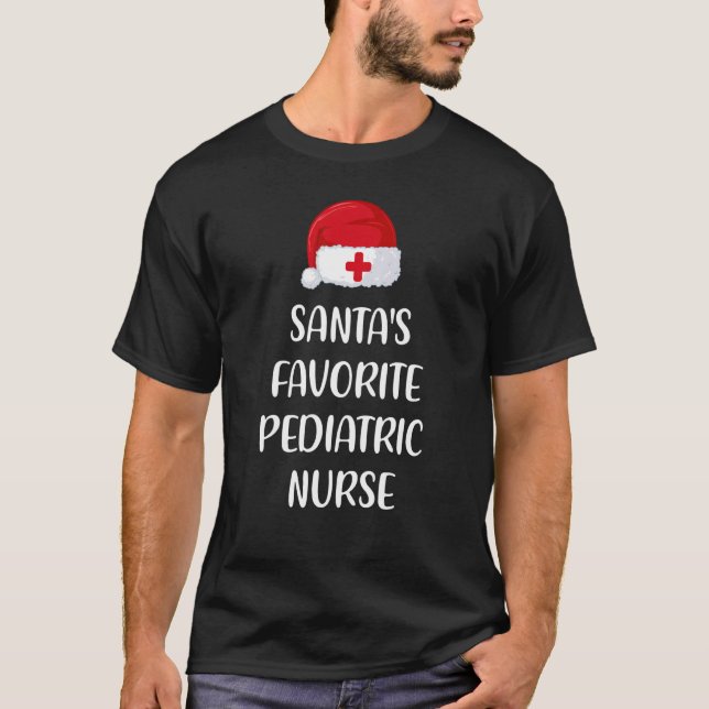 Santas Favorite Pediatric Nurse Christmas T Shirt (Framsida)