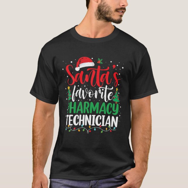 Santa's Favorite Pharmacy Tech Santa Hat T Shirt (Framsida)