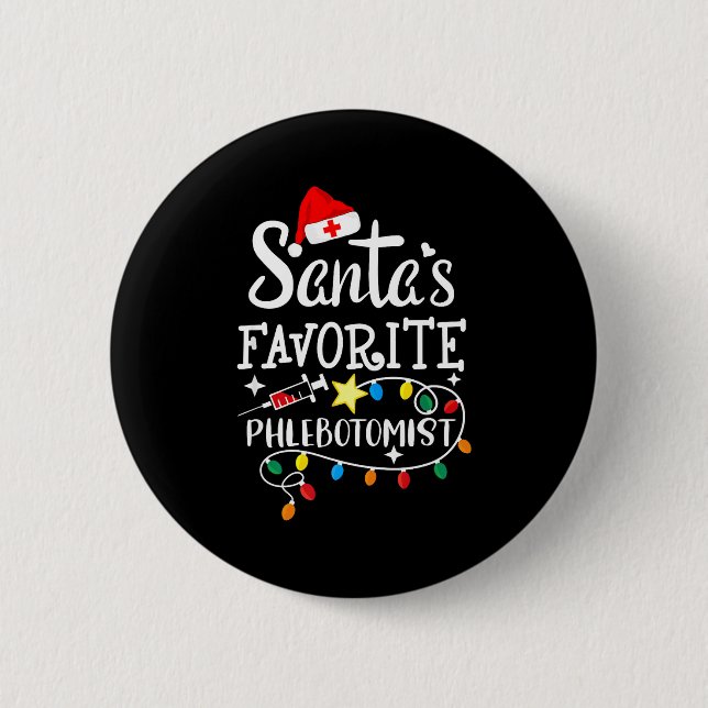 Santa's Favorite Phlebotomist Christmas Phlebotomy Knapp (Framsida)