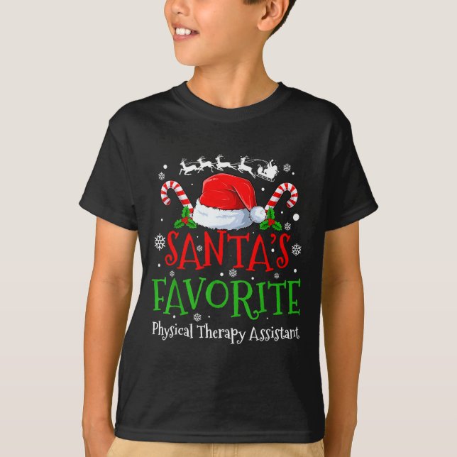 Santa's Favorite Physical Therapy Istant Christmas T Shirt (Framsida)
