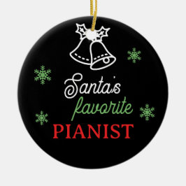 Santa's Favorite Pianist Photo Piano Nyckel Black Julgransprydnad Keramik