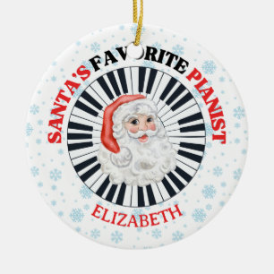 Santa's Favorite Pianist Piano Jultomten Julgransprydnad Keramik