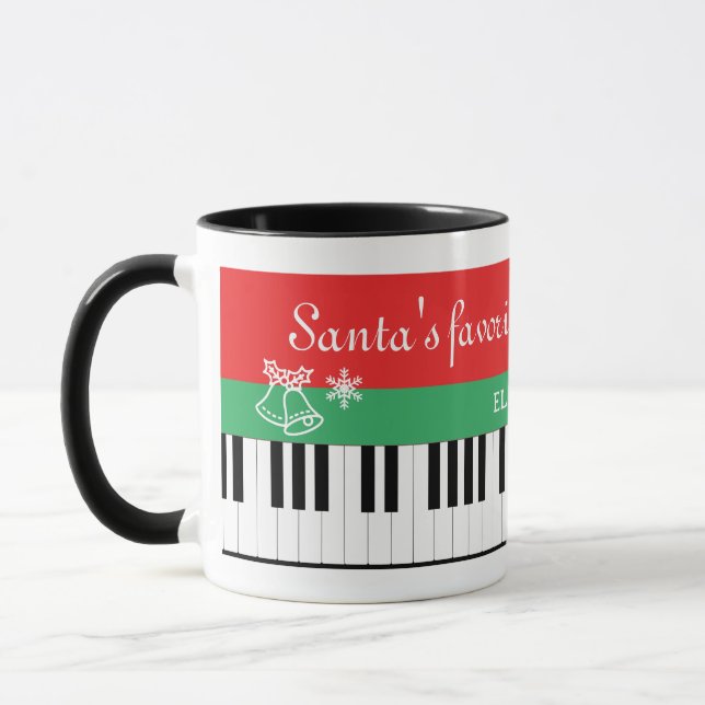 Santa's Favorite Piano Teacher Bell jul Mugg (Vänster)