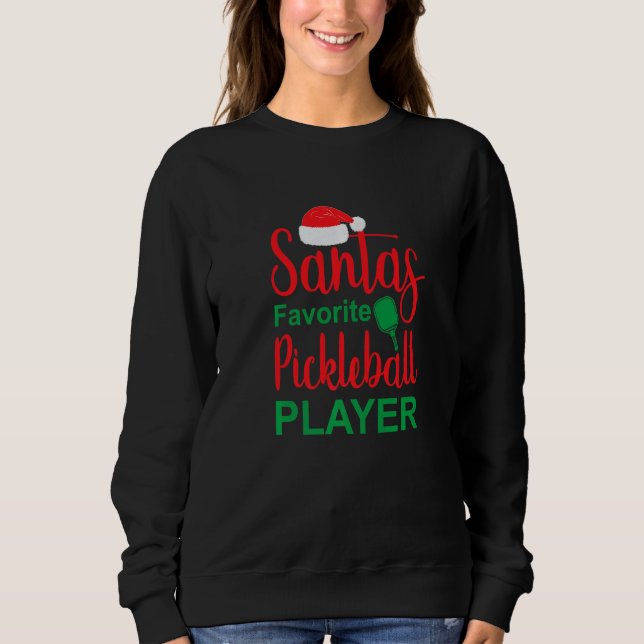 Santa's Favorite Pickleball Player Julafton Pickle T Shirt (Framsida)