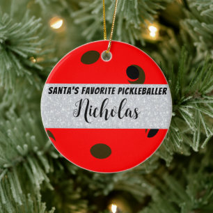 Santa's Favorite Pickleballer Personlig Photo Julgransprydnad Keramik