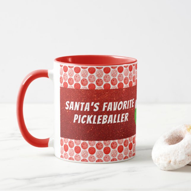 Santa's Favorite Pickleballer Red Personlig Mugg (Med munk)