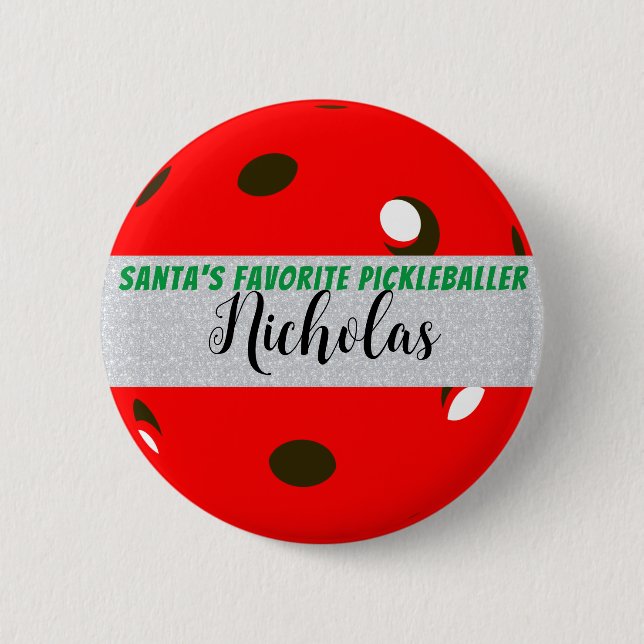 Santa's Favorite Pickleballer Red Pickleball Knapp (Framsida)