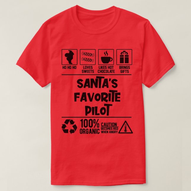 Santas Favorite Pilot jul T Shirt (Design framsida)