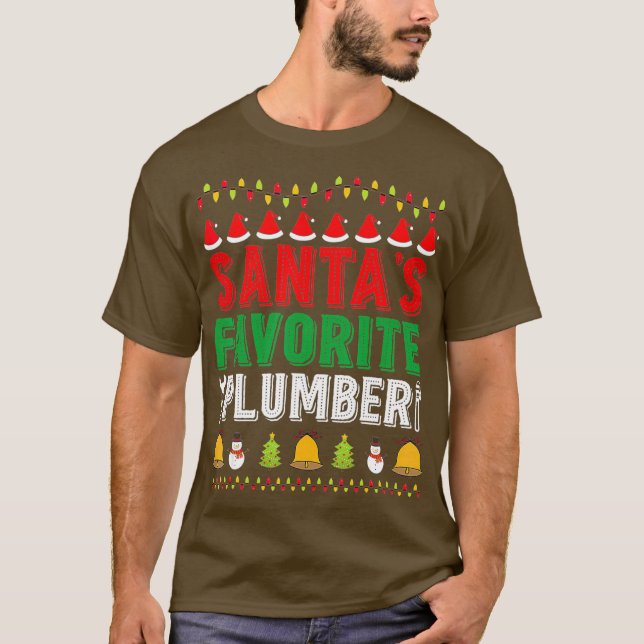 Santas Favorite Plumber jul Ornament Julafton T Shirt (Framsida)