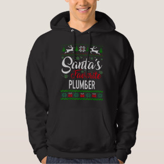 Santas Favorite Plumber jul Ugly Sweater Hoodie