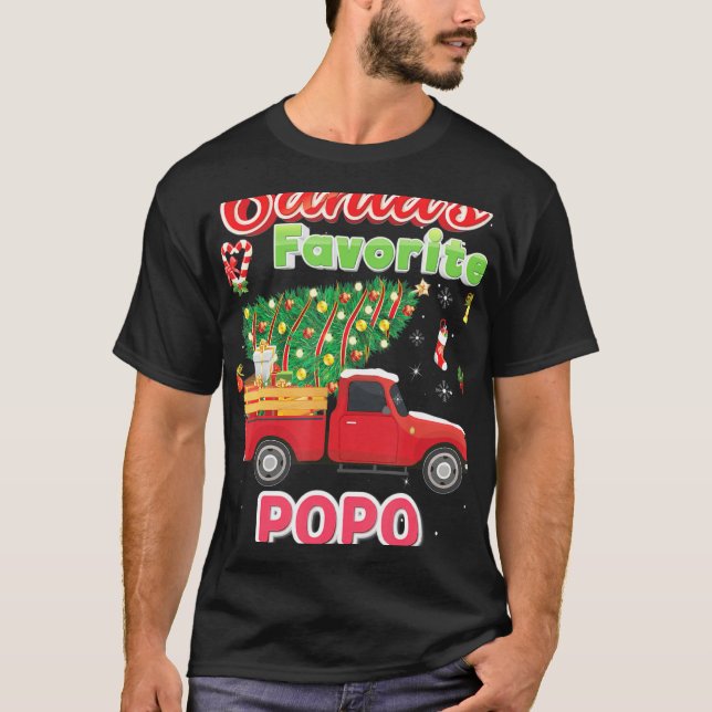 Santa's Favorite Popo Julgran Lastbil Matchin T Shirt (Framsida)
